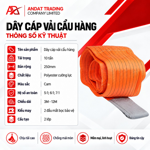 Dây Cáp Vải Cẩu Hàng 10 Tấn