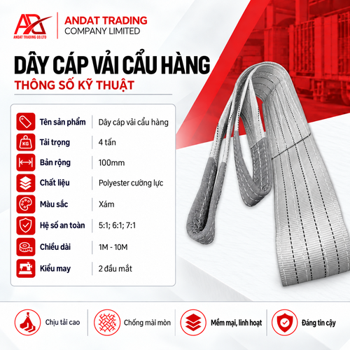Dây Cáp Vải Cẩu Hàng 4 Tấn