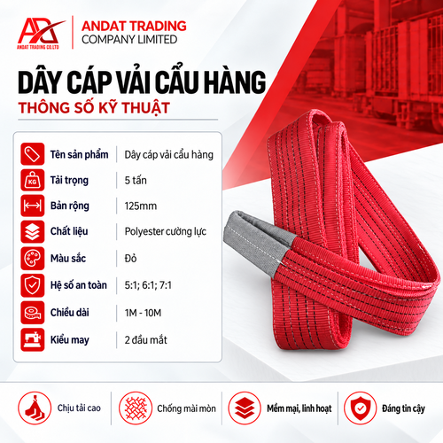 Dây Cáp Vải Cẩu Hàng 5 Tấn