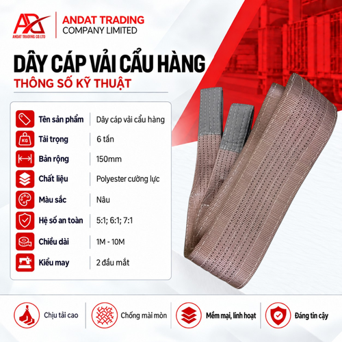 Dây Cáp Vải Cẩu Hàng 6 Tấn