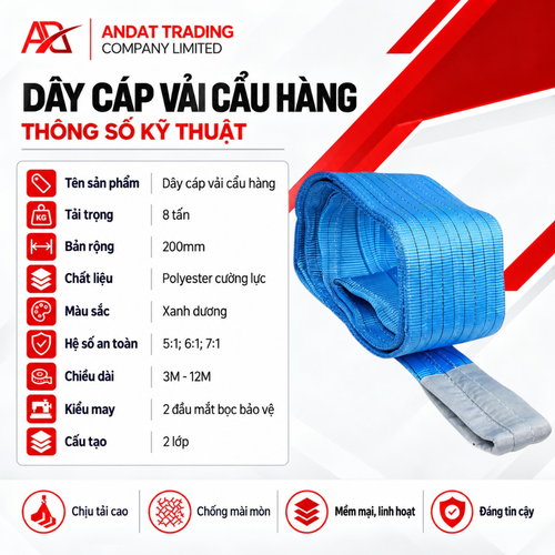 Dây Cáp Vải Cẩu Hàng 8 Tấn