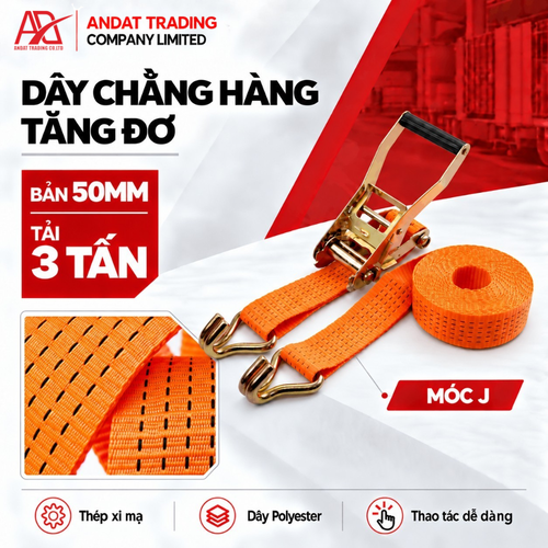 Dây Tăng Đơ Bản 50mm Tải 3 Tấn Móc J