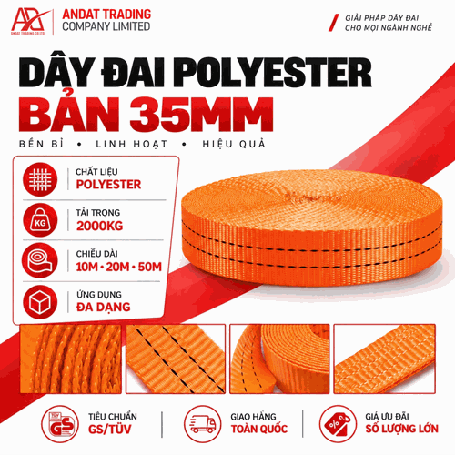 Dây Đai Polyester bản 35mm tải 2 tấn