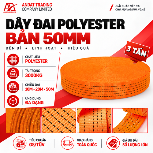 Dây Đai Polyester bản 50mm tải 3 tấn