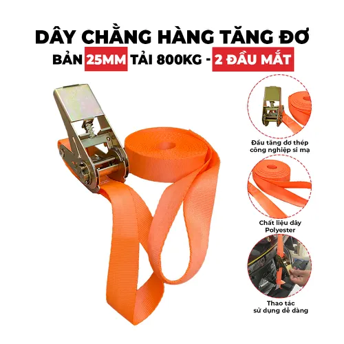Dây Tăng Đơ Bản 25mm Tải 800kg 2 Đầu Mắt