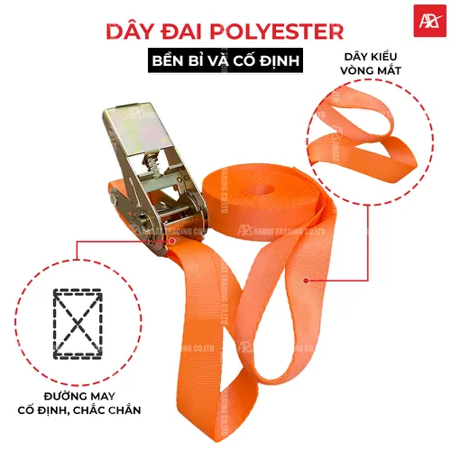 Dây Tăng Đơ Bản 25mm Tải 800kg 2 Đầu Mắt