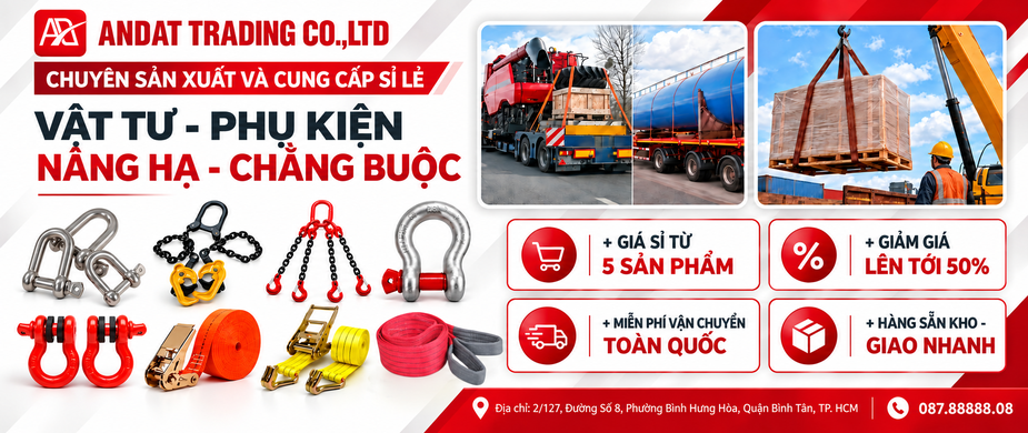 Công ty ANDAT cung cấp sỉ lẻ dây chằng tăng đơ, dây cáp vải cẩu hàng