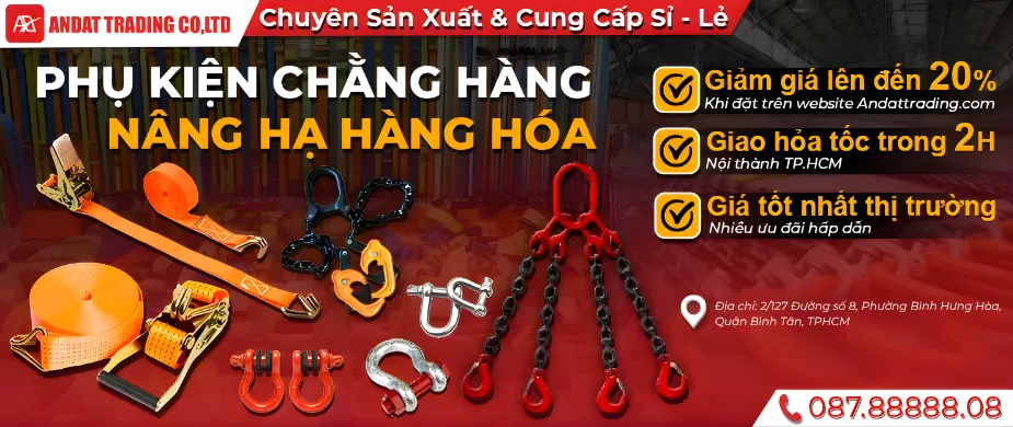 Công ty ANDAT cung cấp sỉ lẻ dây chằng tăng đơ, dây cáp vải cẩu hàng