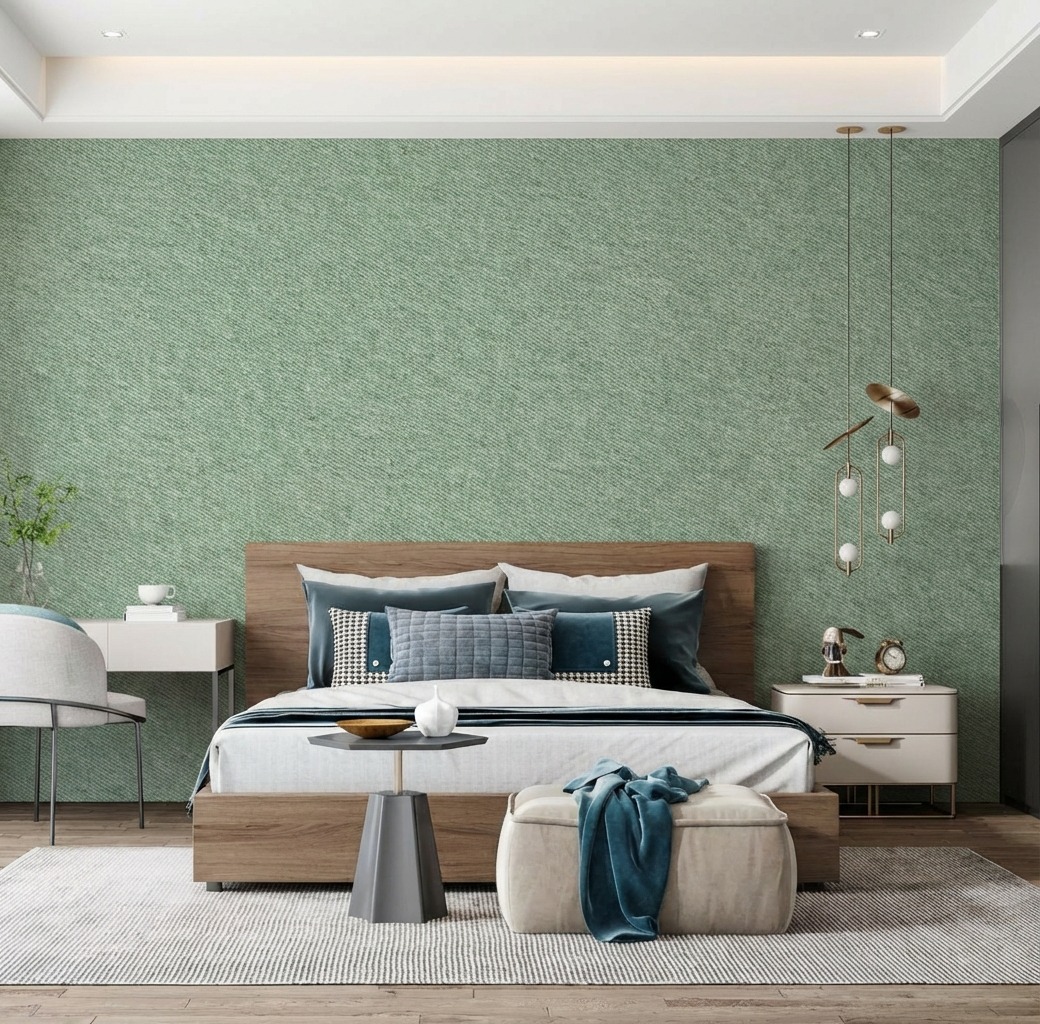 Giấy D&aacute;n Tường Base M&atilde; 3806-5 Dạng G&acirc;n M&agrave;u Xanh L&aacute;