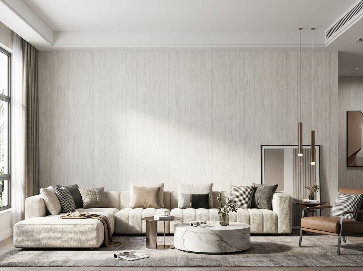 Giấy D&aacute;n Tường VConcept M&atilde; 7920-1 M&agrave;u Trắng Giả Gỗ Tinh Tế