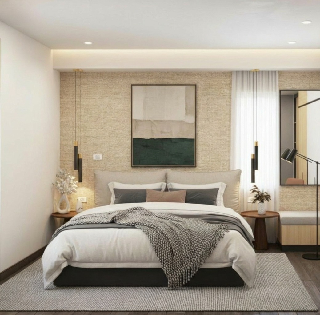 Giấy D&aacute;n Tường Nhật Bản M&atilde; Ba6046 M&agrave;u Kem Giả Vải Gi&aacute; Rẻ