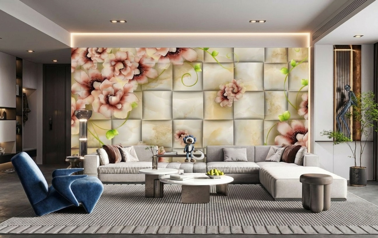 Tranh Ngọc D&aacute;n Tường PTH-037: Hoa Hồng Tr&ecirc;n Đ&aacute;