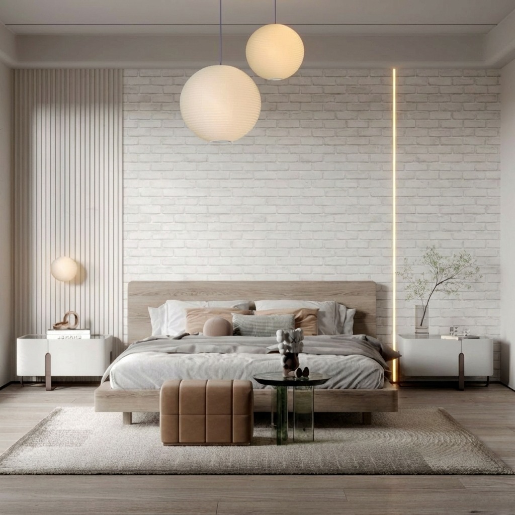 Giấy D&aacute;n Tường Soho M&atilde; 56094-2 Trắng Kem Giả Gạch Cổ Điển