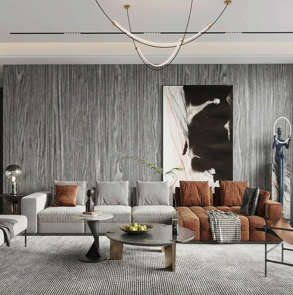 Giấy D&aacute;n Tường Nhật Bản M&atilde; Th9395_R01 Đen Trắng V&acirc;n Giả Gỗ