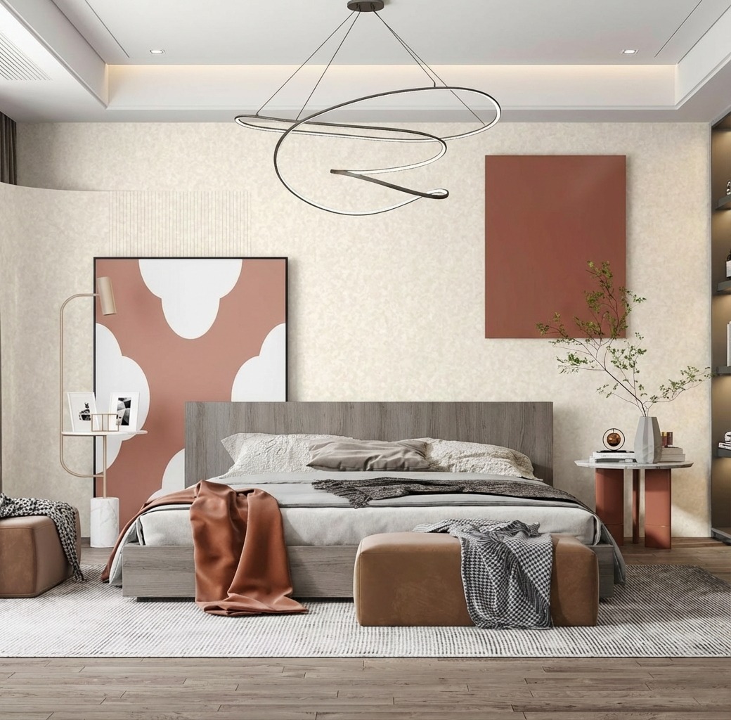 Giấy D&aacute;n Tường Art Deco M&atilde; 8262-3 Be Nhạt Hoạ Tiết Mờ Thanh Lịch