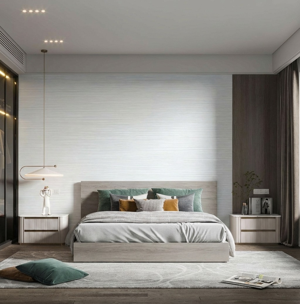 Giấy D&aacute;n Tường Art Deco M&atilde; 8269-3 Xanh Ghi V&acirc;n Ngang Nhẹ Nh&agrave;ng