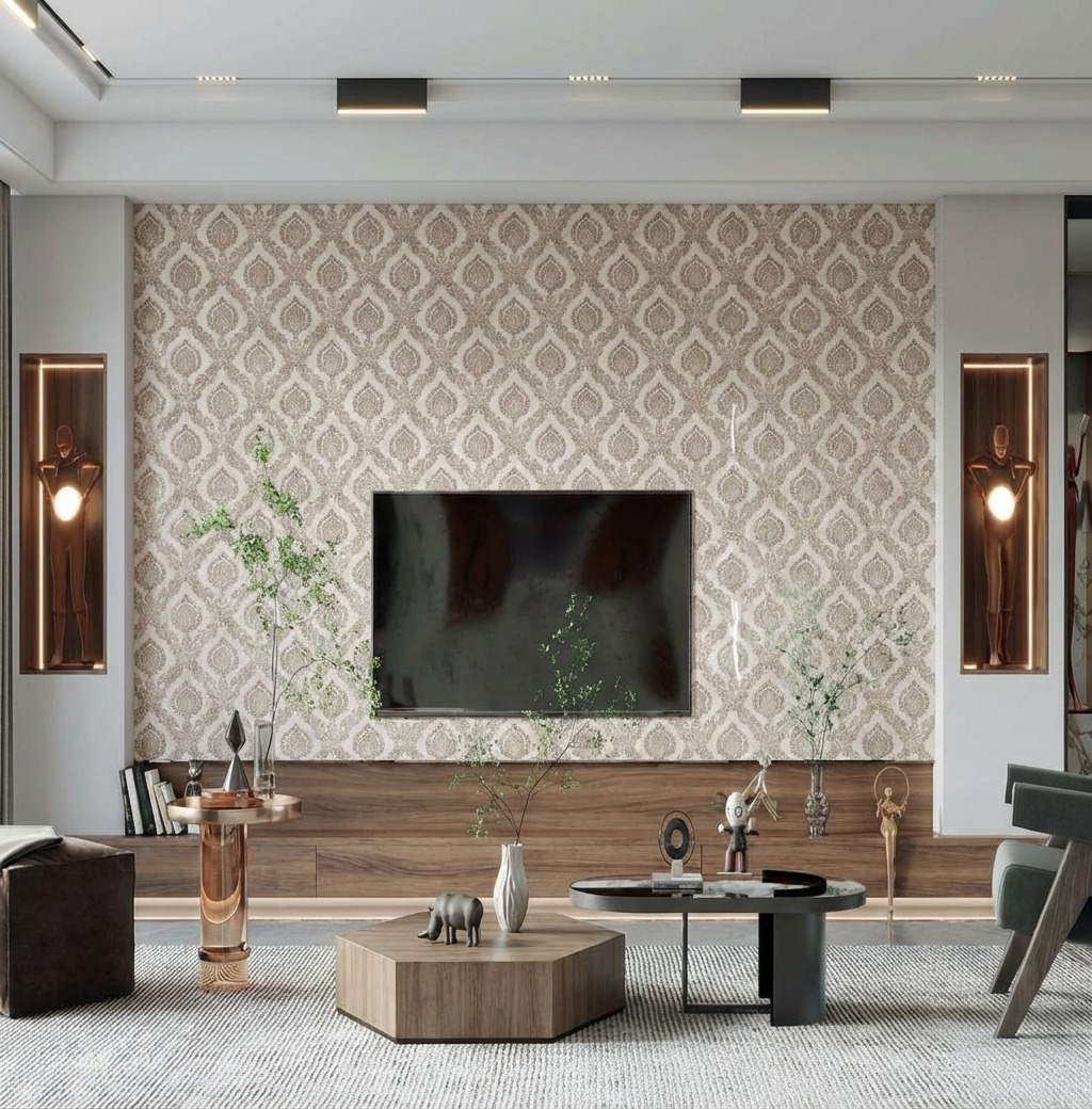 Giấy D&aacute;n Tường Art Deco M&atilde; 8271-5 Be Hoa Văn Cổ Điển