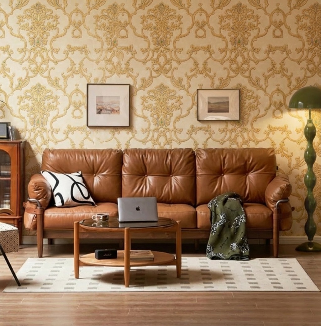 Giấy D&aacute;n Tường Cassia M&atilde; 8661-3 V&agrave;ng N&acirc;u Họa Tiết Cổ Điển