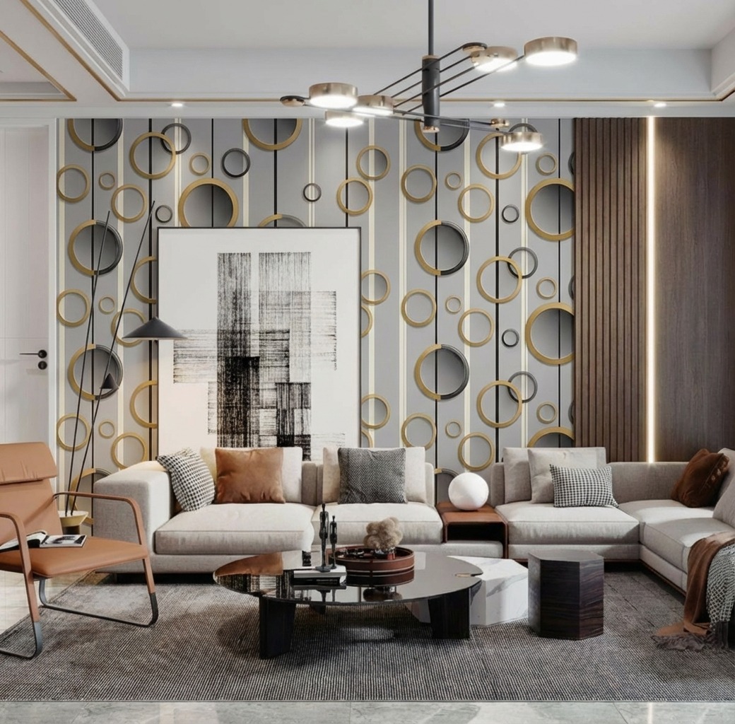 Giấy D&aacute;n Tường Cassia M&atilde; 8665-3 Hoạ Tiết H&igrave;nh Tr&ograve;n Hiện Đại