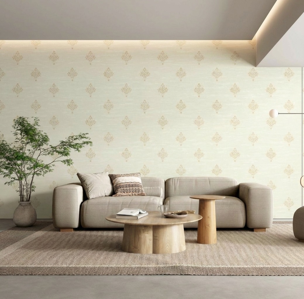 Giấy D&aacute;n Tường Cassia M&atilde; 8702-3 Xanh Nhạt Hoa Văn Cổ Điển