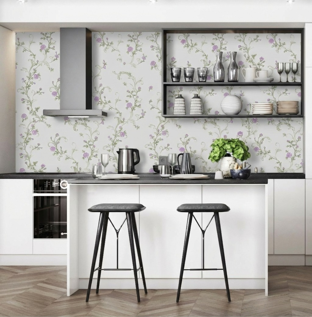 Giấy D&aacute;n Tường Cassia M&atilde; 8704-1 Gi&agrave;n Hoa Leo T&iacute;m Thanh Tao