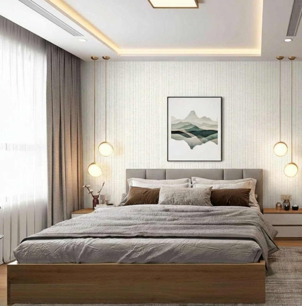 Giấy D&aacute;n Tường Nhật Bản M&atilde; Ba6076 M&agrave;u Kem V&acirc;n Sọc Gi&aacute; Tốt