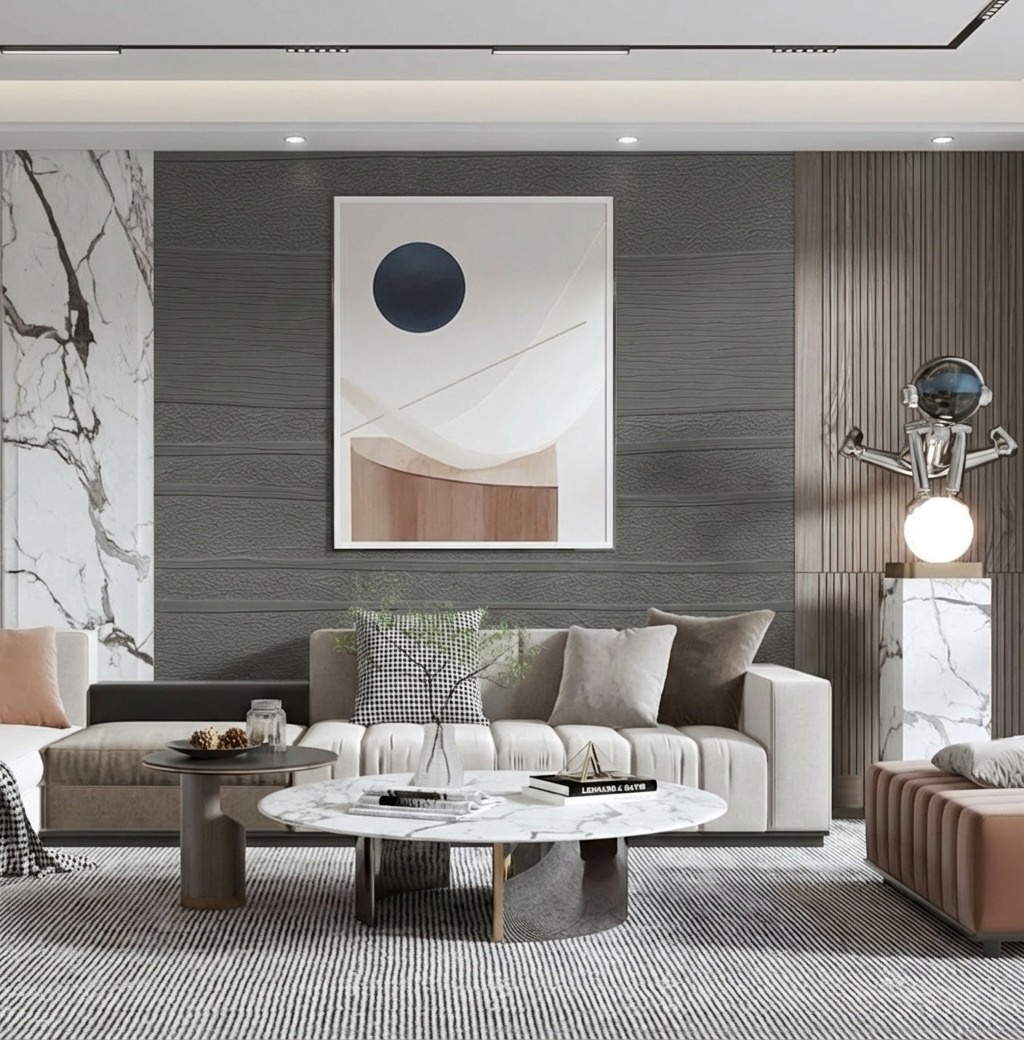  giấy D&aacute;n Tường Nhật Bản M&atilde; Ba6129 M&agrave;u X&aacute;m Đậm Chống Thấm Tốt