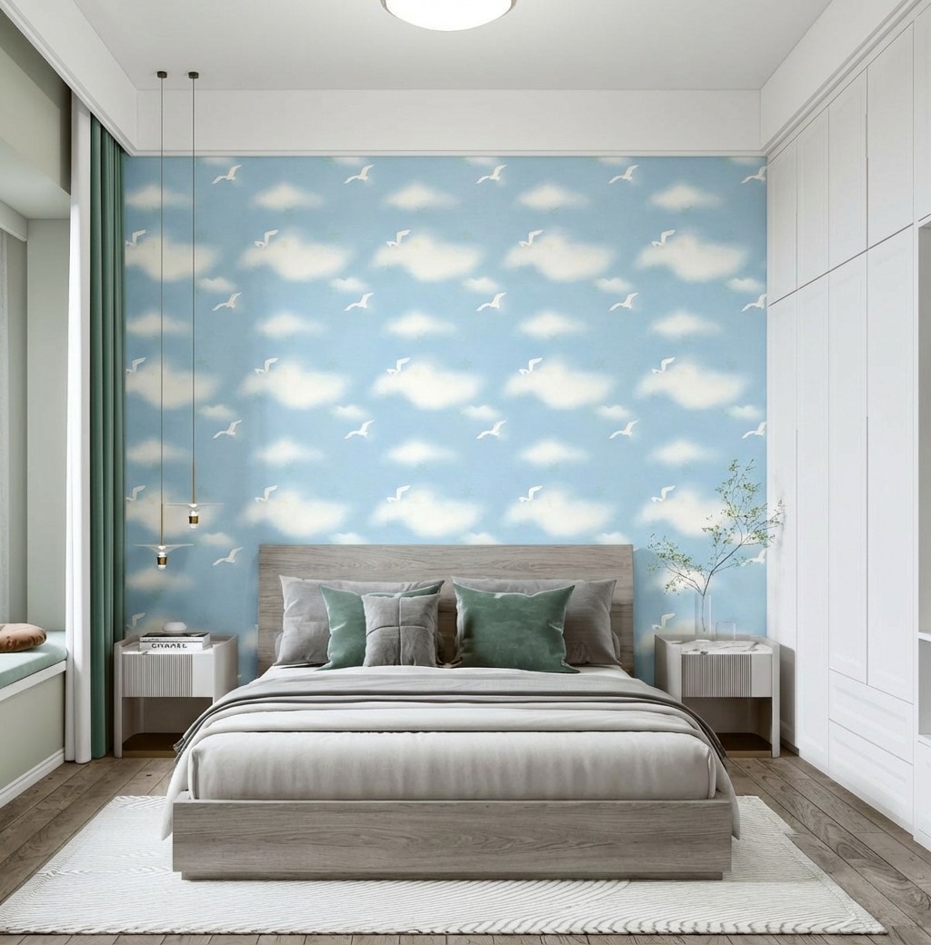 Giấy D&aacute;n Tường Nhật Bản M&atilde; Ba6190 Hoạ Tiết Bầu Trời Đẹp Tinh Tế