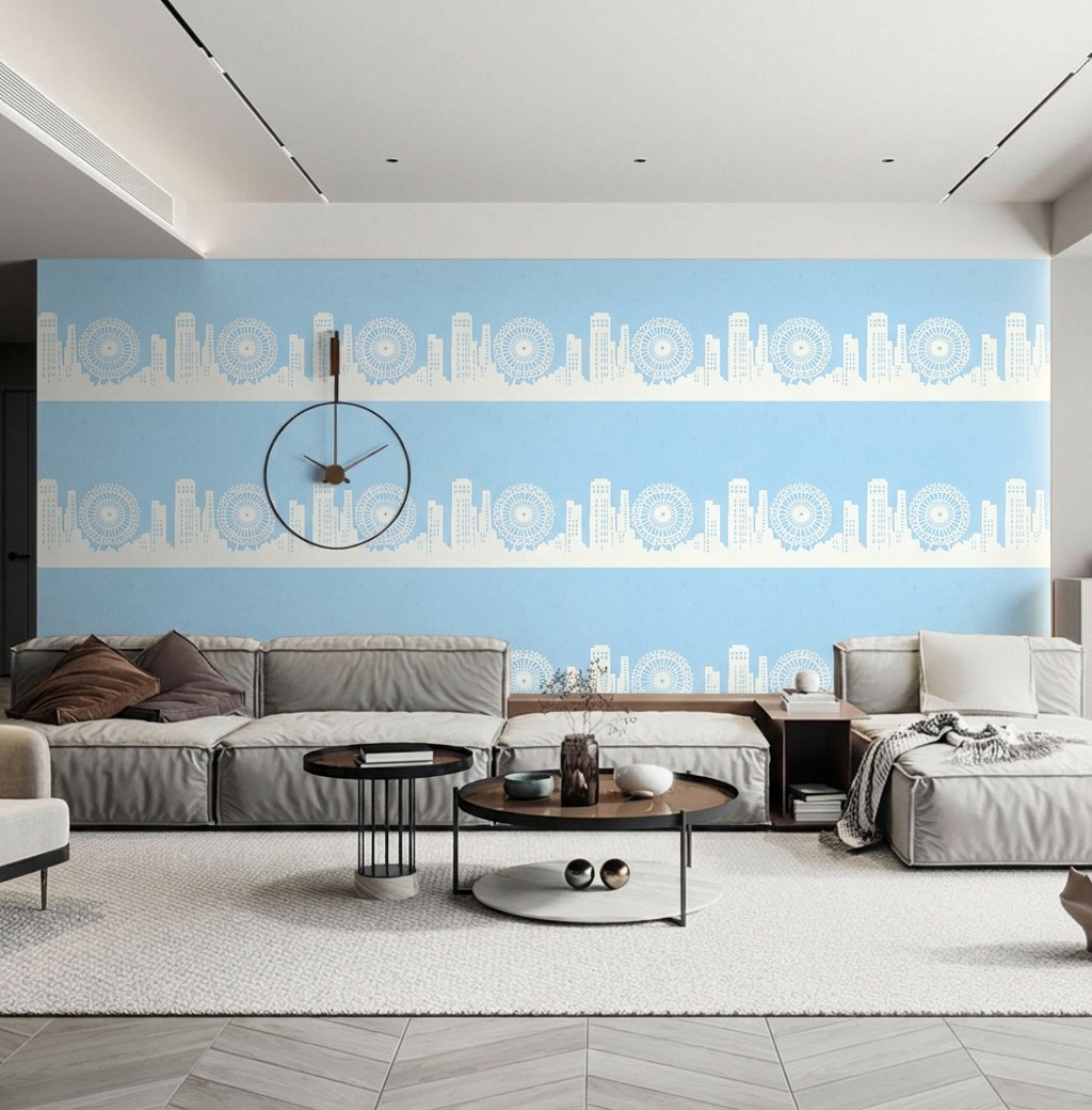 Giấy D&aacute;n Tường Nhật Bản M&atilde; Ba6191 Hoạ Tiết Th&agrave;nh Phố