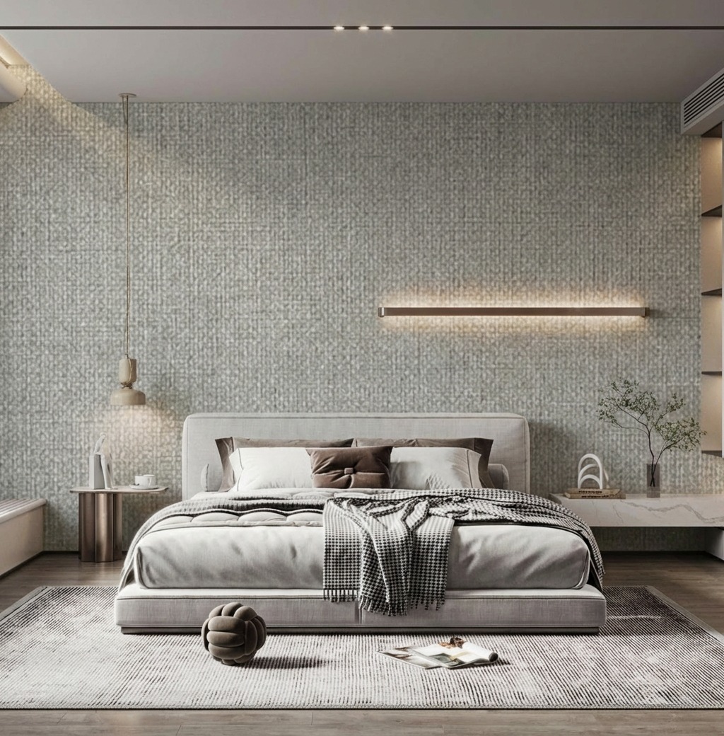 Giấy D&aacute;n Tường Nhật Bản M&atilde; Ba6257 M&agrave;u X&aacute;m Giả Vải Chống Thấm Tốt