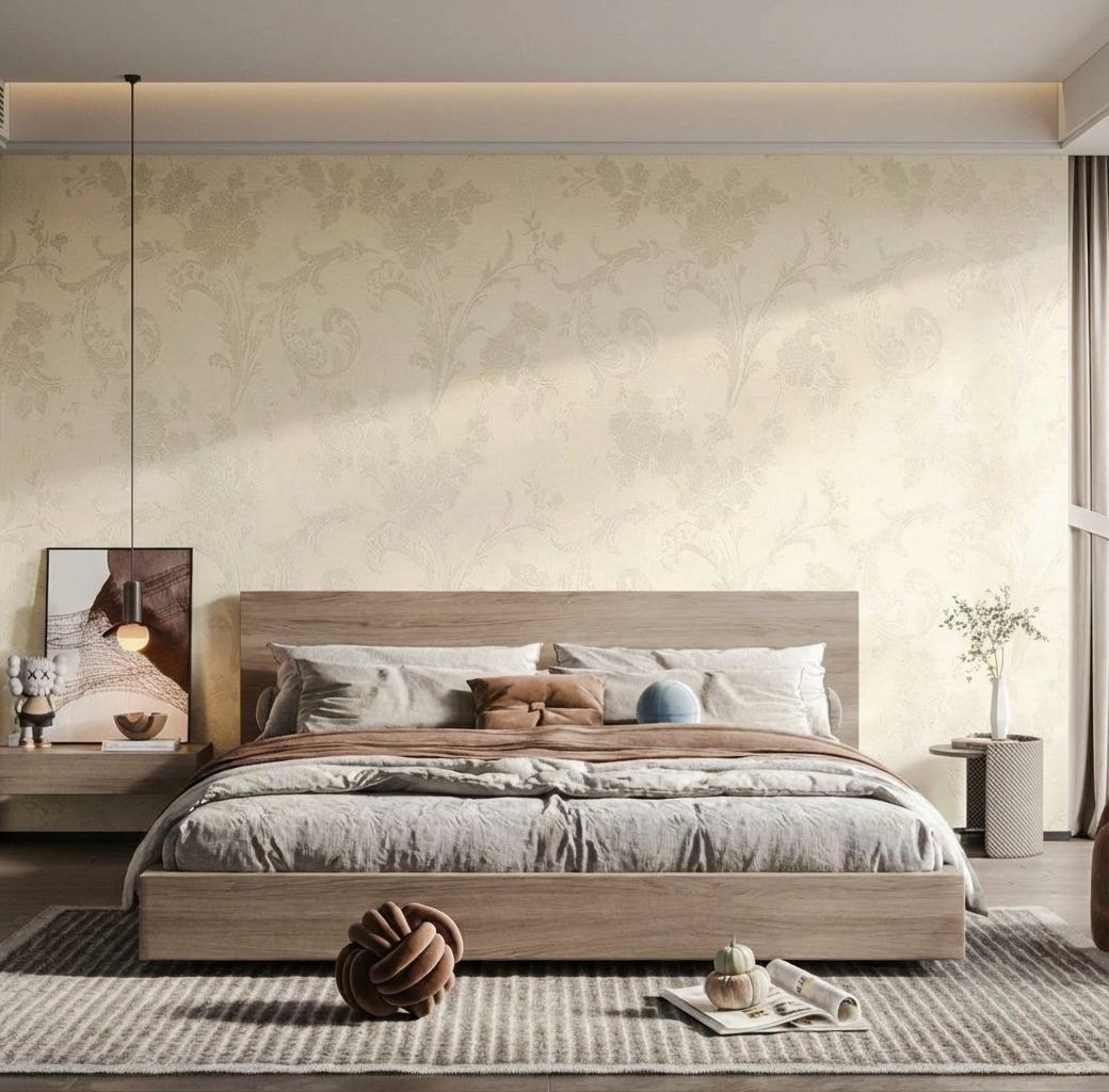 Giấy Dán Tường Nhật Bản Mã Ba6281 Màu Kem Hoạ Tiết Hoa Đẹp Giấy Dán Tường Nhật Bản Mã Ba6281 Màu Kem Hoạ Tiết Hoa Đẹp