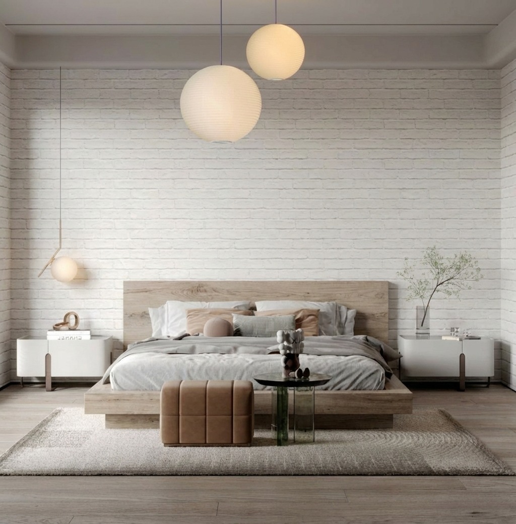 Giấy D&aacute;n Tường Nhật Bản M&atilde; Ba6343 M&agrave;u Kem Giả Gạch Gi&aacute; Tốt