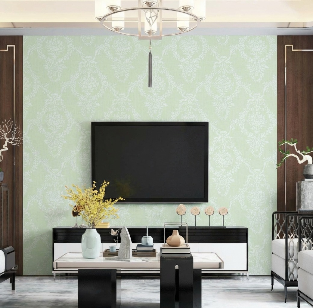 Giấy D&aacute;n Tường Nhật Bản M&atilde; Ba6397 M&agrave;u Xanh Phối Trắng Hoạ Tiết Hiện Đại