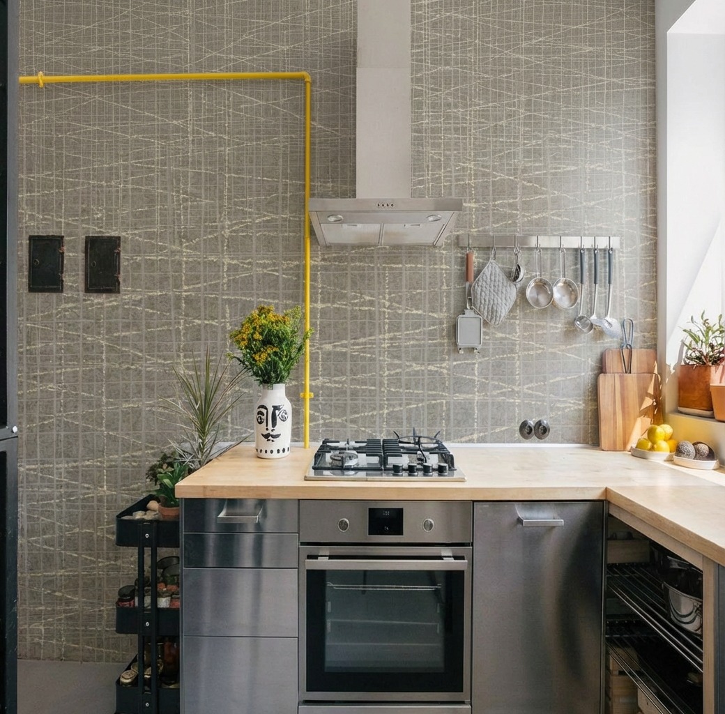 Giấy D&aacute;n Tường Nhật Bản M&atilde; Ba6424 M&agrave;u N&acirc;u Hoạ Tiết Hiện Đại Chống Thấm