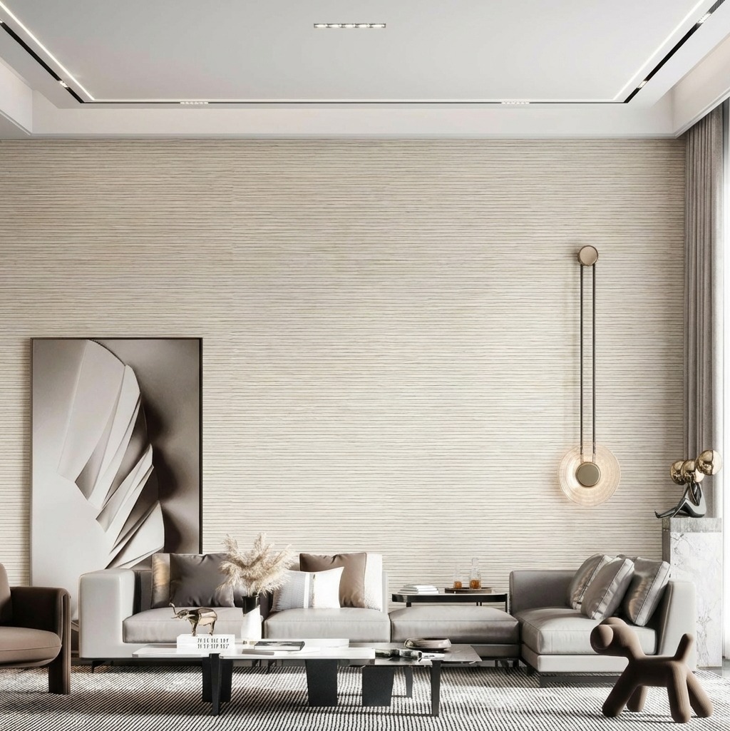 Giấy D&aacute;n Tường Nhật Bản M&atilde; Ba6435 M&agrave;u Kem Sọc Ngang Giả Gỗ