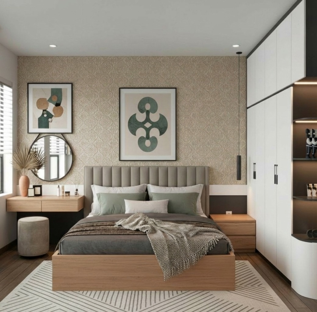 Giấy D&aacute;n Tường Nhật Bản M&atilde; Bb8734 M&agrave;u Kem Hoa Văn Hiện Đại