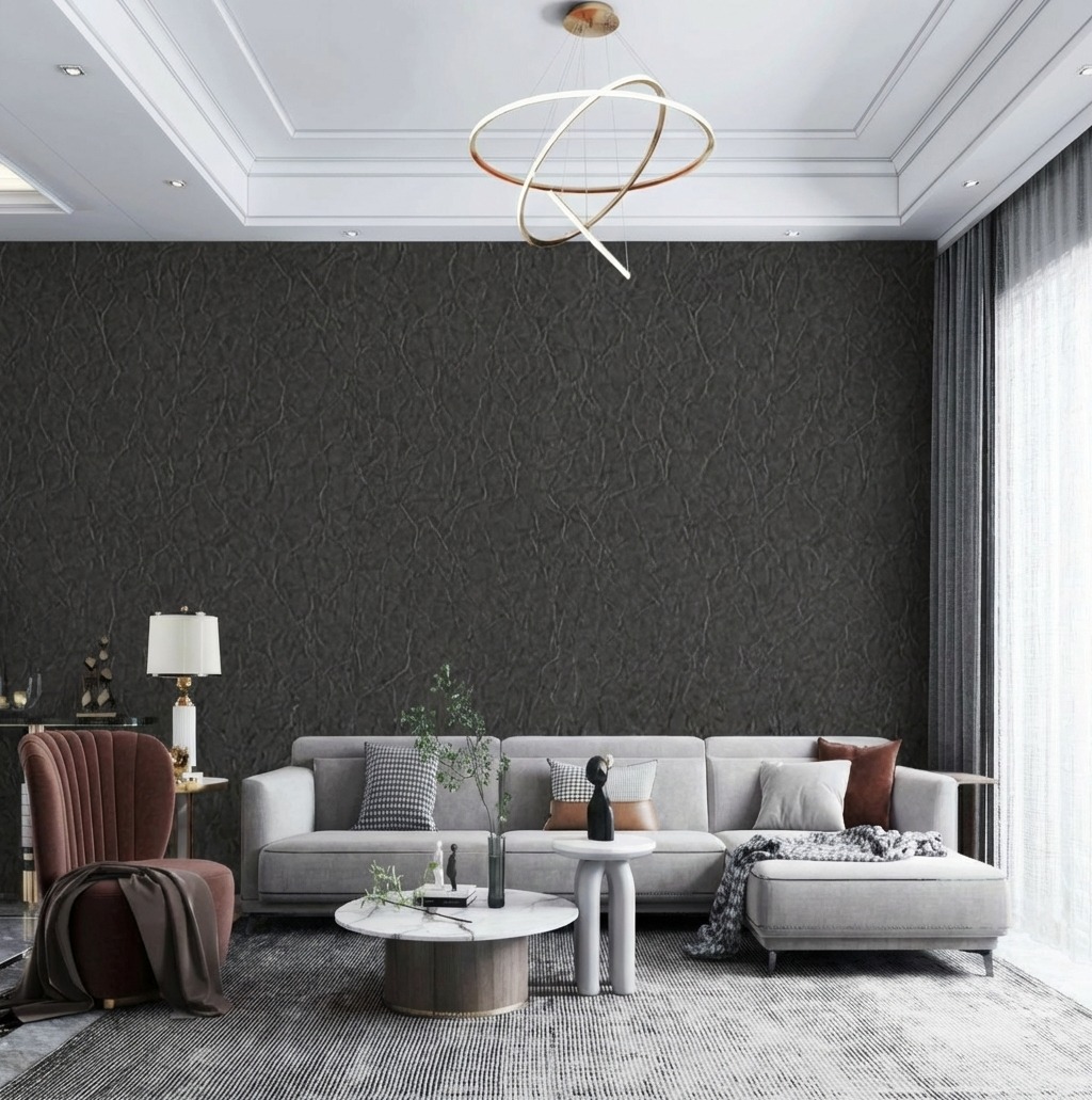 Giấy D&aacute;n Tường Nhật Bản M&atilde; Th-8601_R01 M&agrave;u Đen Giả Da