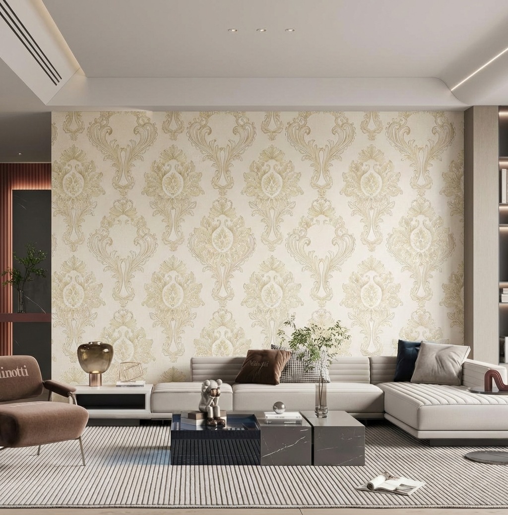 Giấy D&aacute;n Tường The Basics M&agrave;u N&acirc;u M&atilde; N0105 Hoa Văn Cổ Điển 