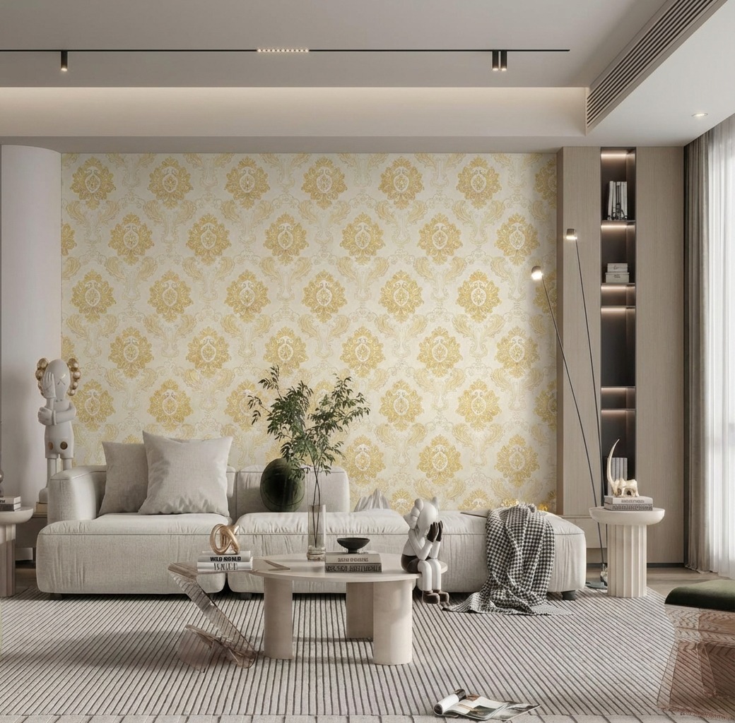 Giấy D&aacute;n Tường the Basics M&agrave;u V&agrave;ng Xanh M&atilde; N0105 Bền Đẹp 