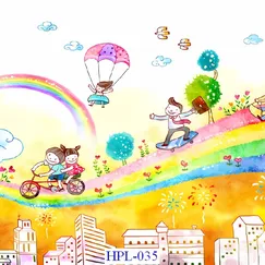 Giấy Dán Tường Phòng Ngủ Trẻ Em Với Họa Tiết Ngộ Nghĩnh - HPL-035 Giấy Dán Tường Phòng Ngủ Trẻ Em Với Họa Tiết Ngộ Nghĩnh - HPL-035