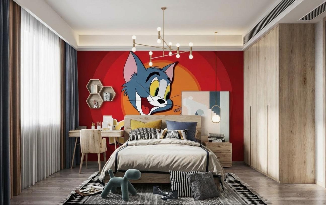 Tranh D&aacute;n Tường Hoạt H&igrave;nh KD011: Tom V&agrave; Jerry