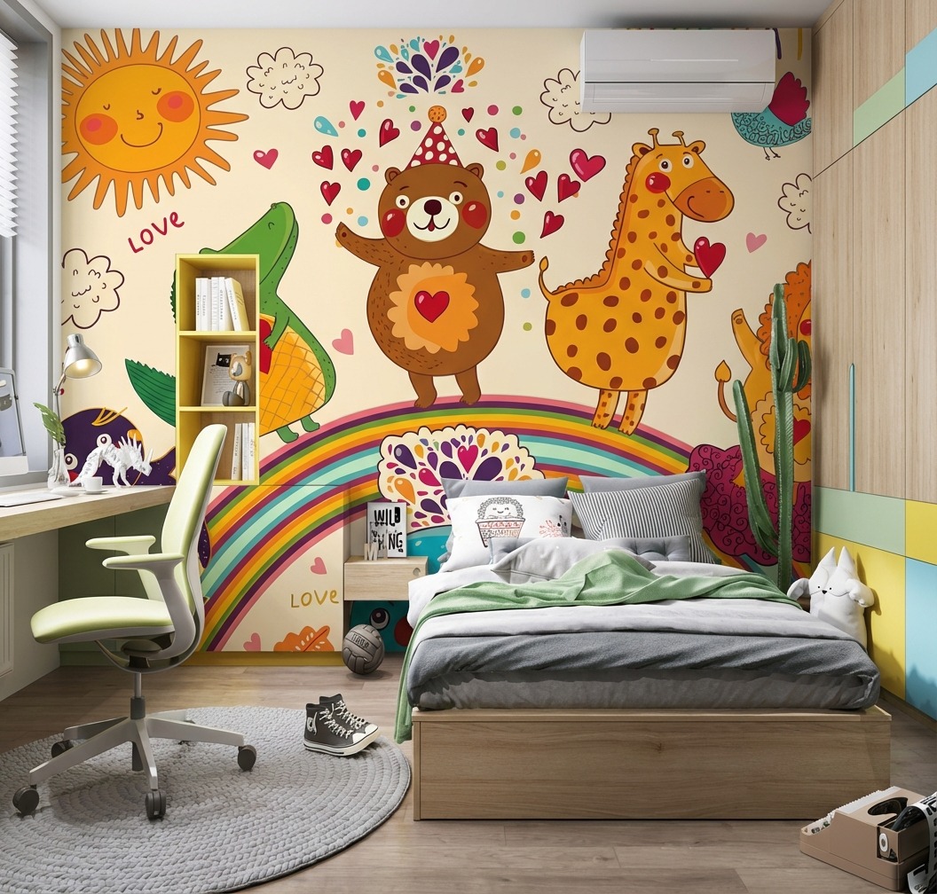 Tranh D&aacute;n Tường Hoạt H&igrave;nh KD041: Ng&agrave;y Hội T&igrave;nh Y&ecirc;u