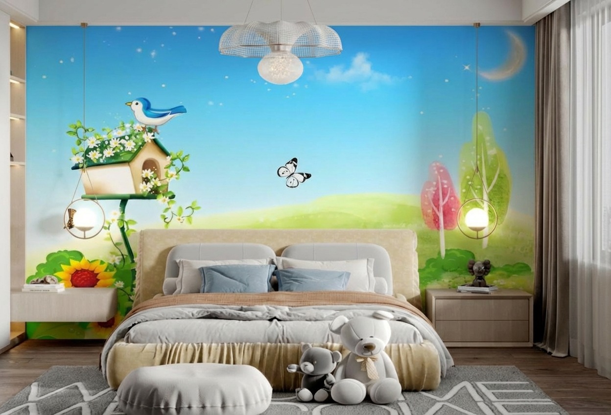 Tranh D&aacute;n Tường L&atilde;ng Mạn DRL-053: Nơi Chim Sẻ H&oacute;t