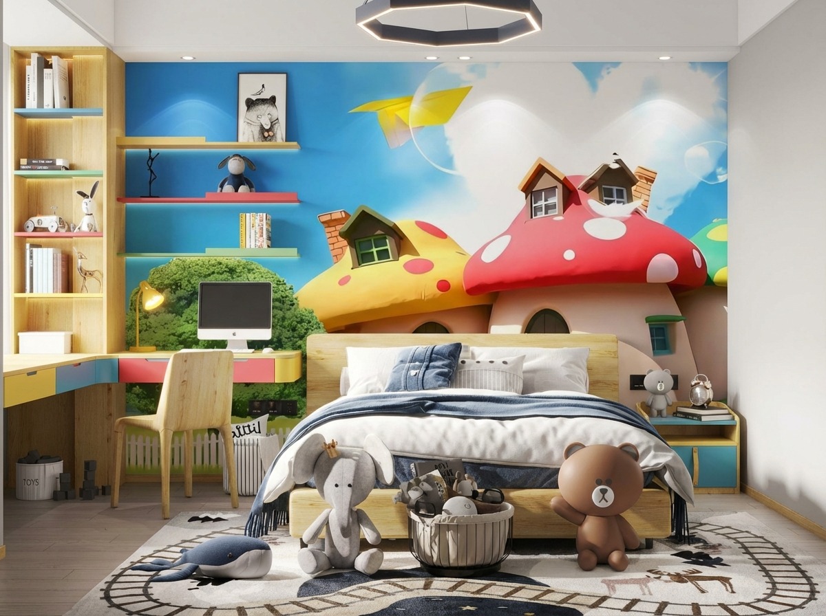 Tranh D&aacute;n Tường L&atilde;ng Mạn DRL-073: Ng&ocirc;i Nh&agrave; Nấm Mộng Mơ