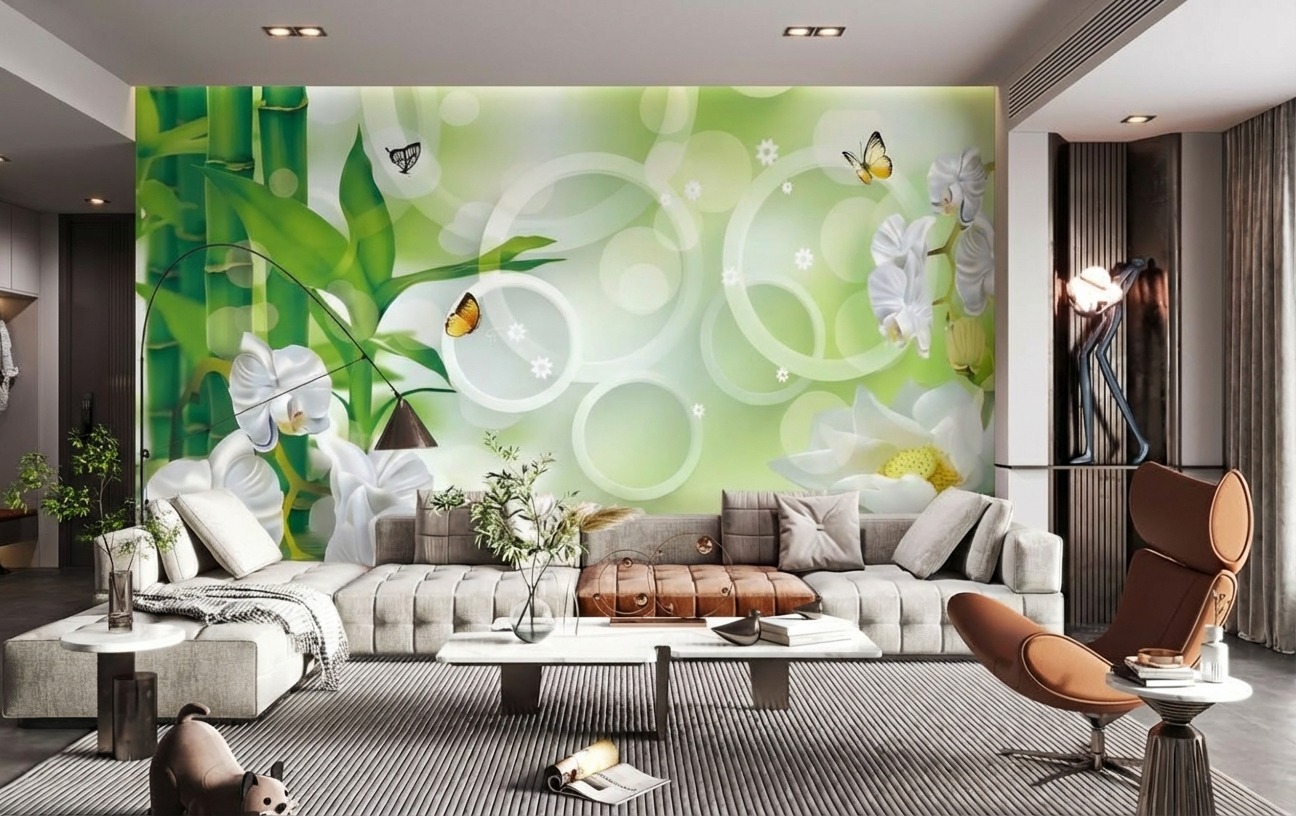 Tranh Ngọc D&aacute;n Tường PTH-030: Rừng Tr&uacute;c Hoa Lan