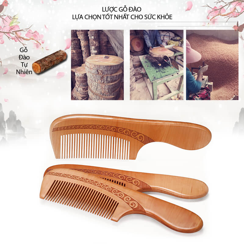 lược gỗ đào tự nhiên chống rụng tóc lược gỗ đào tự nhiên chống rụng tóc