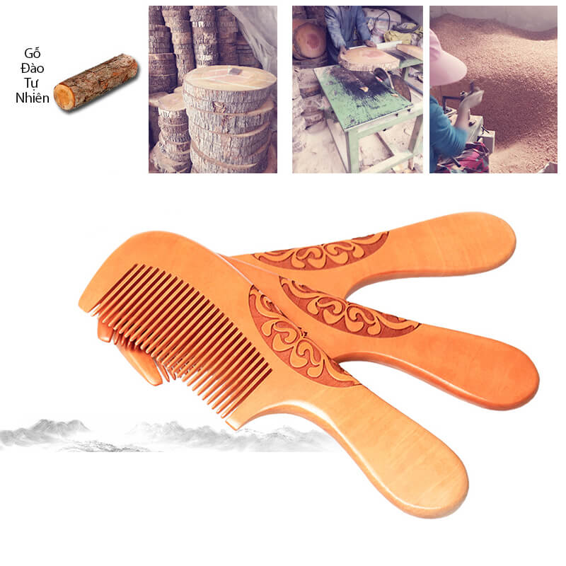 lược gỗ đào tự nhiên chống tĩnh điện tóc lược gỗ đào tự nhiên chống tĩnh điện tóc