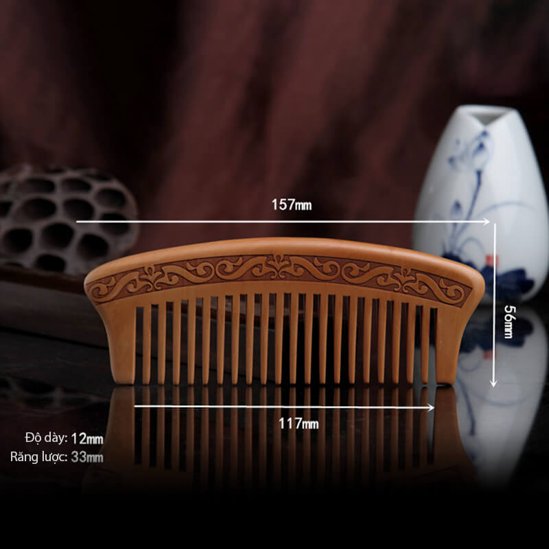 lược gỗ răng thưa bằng gỗ đào tự nhiên lược gỗ răng thưa bằng gỗ đào tự nhiên