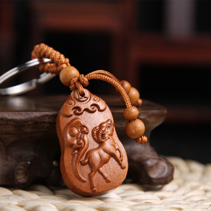 móc chìa khóa gỗ con dê móc chìa khóa gỗ con dê