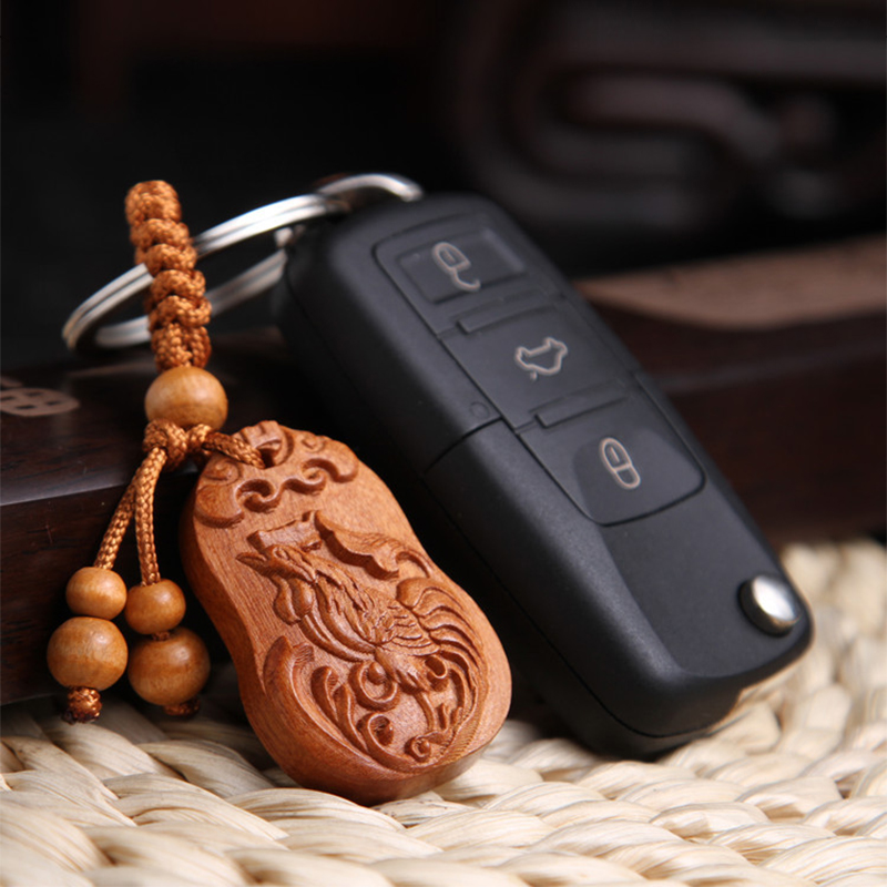 móc chìa khóa gỗ con gà móc chìa khóa gỗ con gà